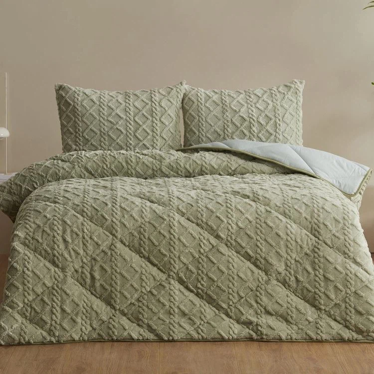 3D Pattern Flannel Fleece Comforter Set
